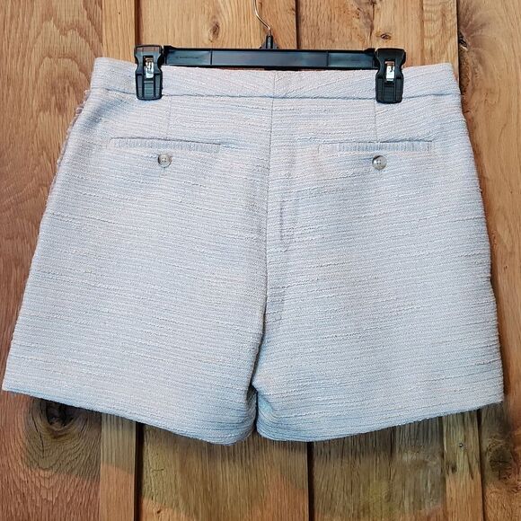 Banana Republic Ryan Mid Rise 4.5" Shorts, Size 4, Metallic Silver with Fringe - Picture 2 of 10